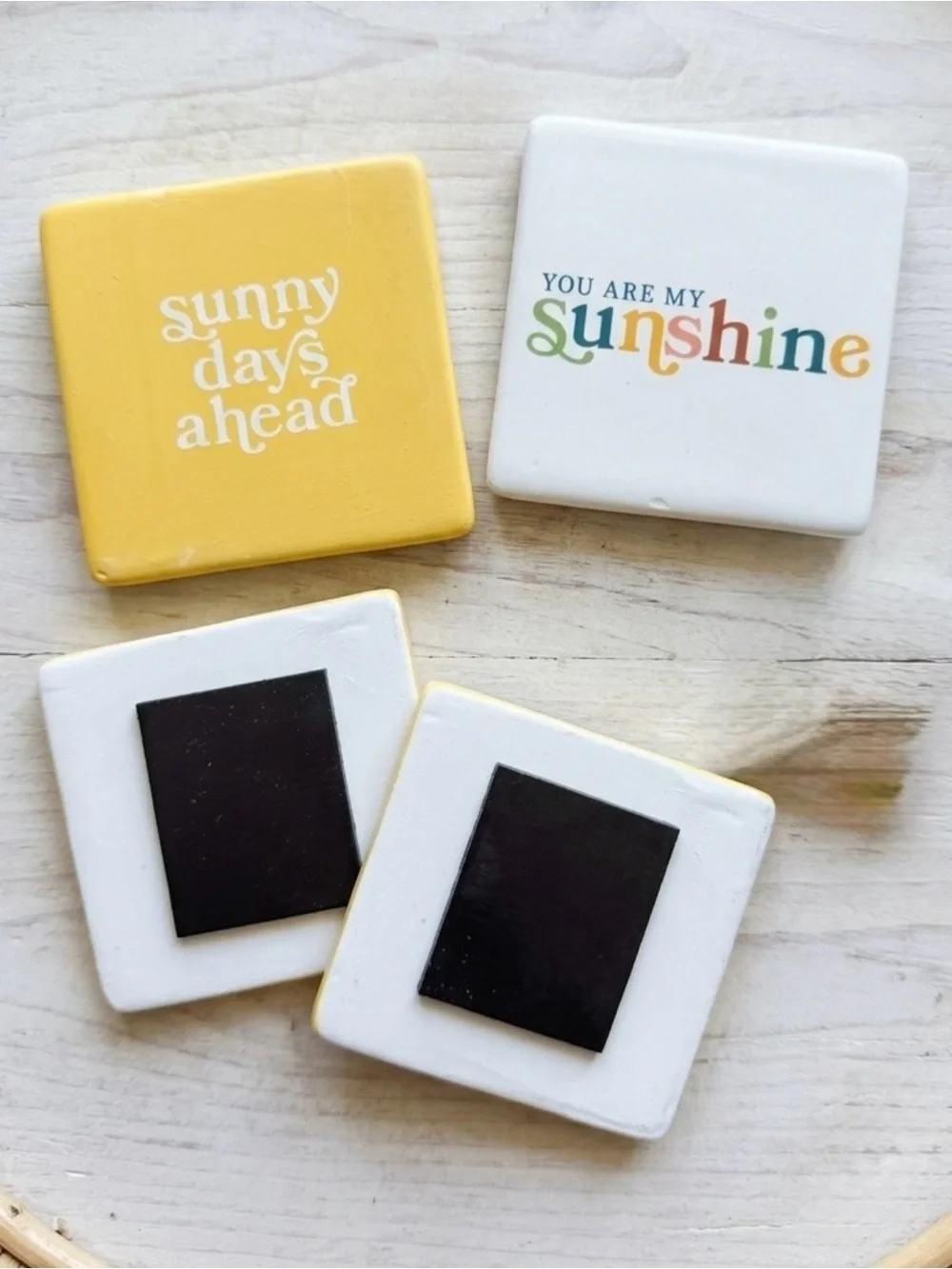 Sunny Days Ahead / You Are My Sunshine Decorative Magnet Set - Yellow & White